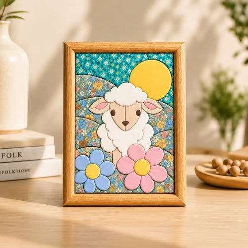 Floral Meadow Lamb Fabric Art