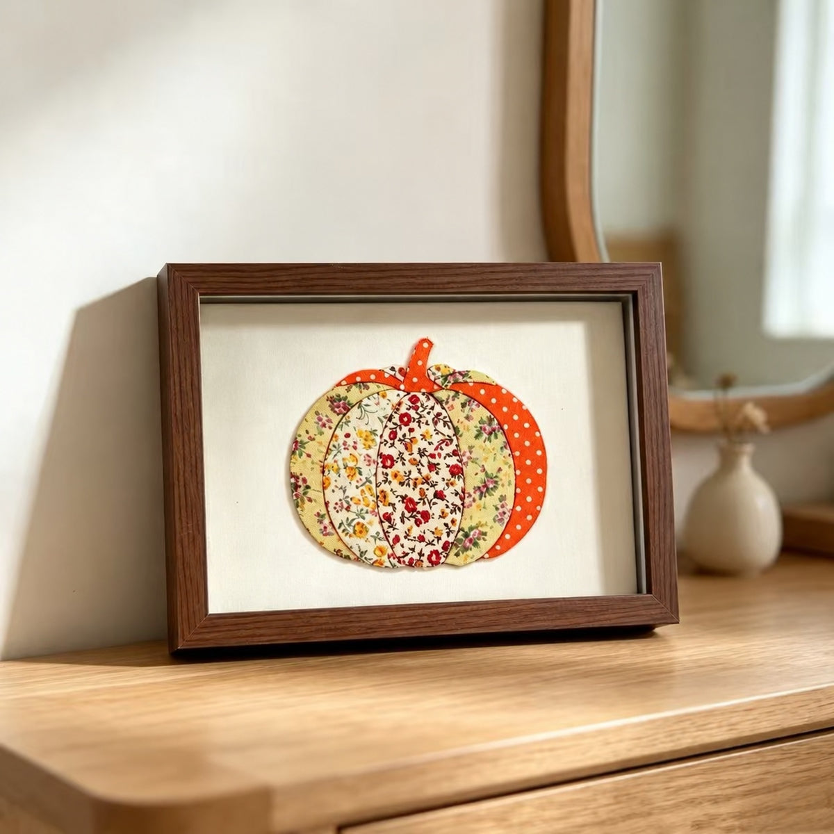 Floral Patchwork Pumpkin Fabric Art