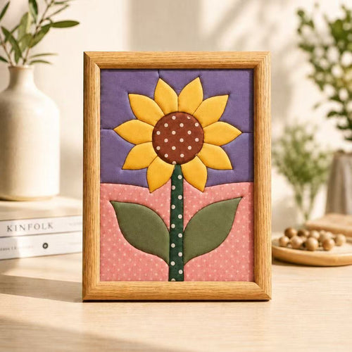 Golden Sunflower Fabric Art
