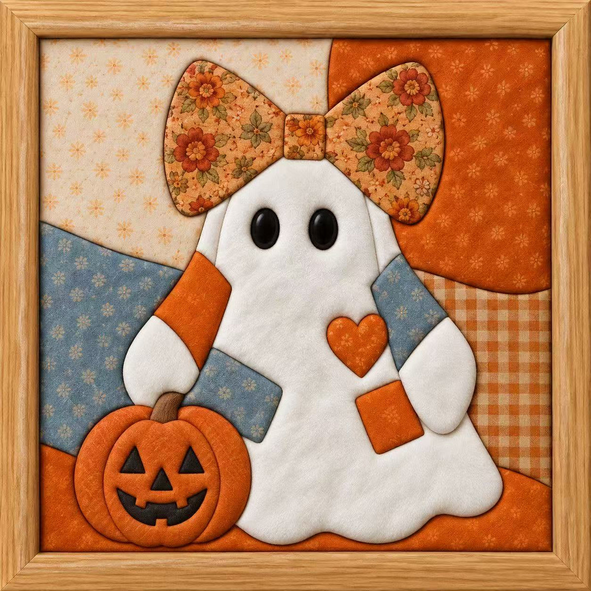Halloween Ghost Fabric Art — Floral Bow