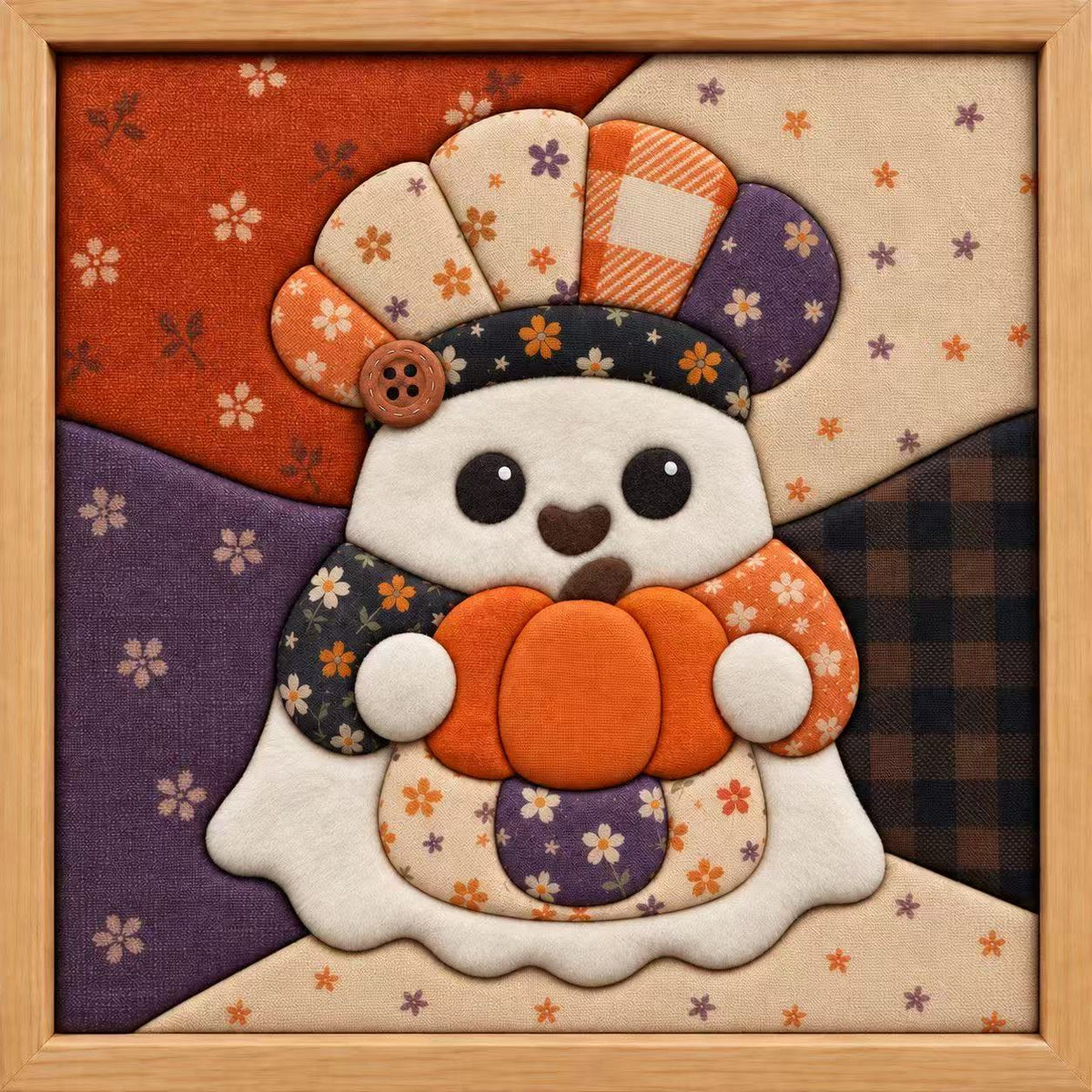 Halloween Ghost Fabric Art — Pumpkin Hug