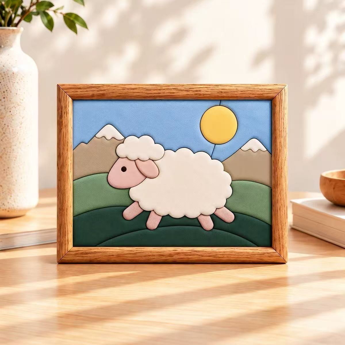 Mountain Meadow Lamb Fabric Art