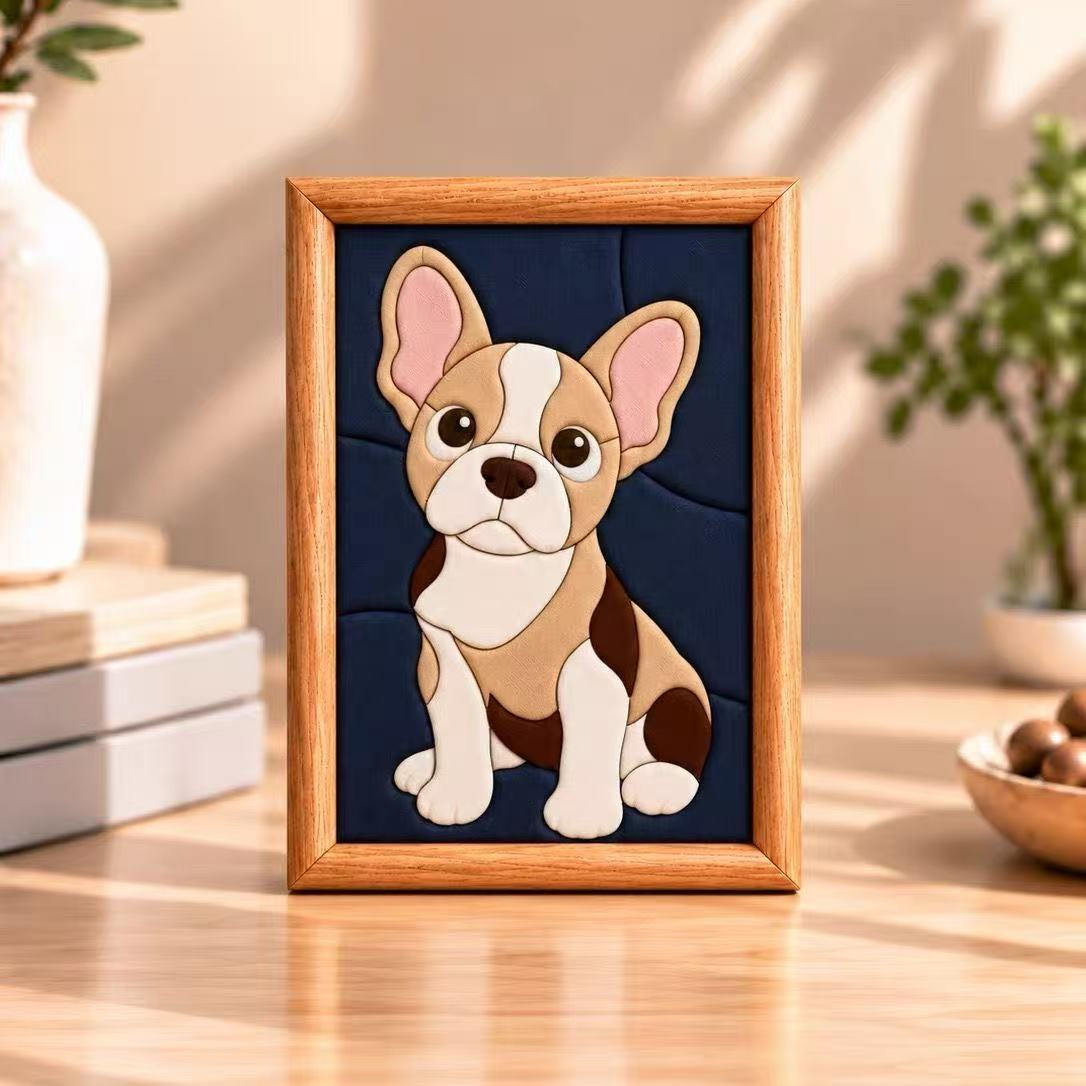 Little Bulldog Fabric Art