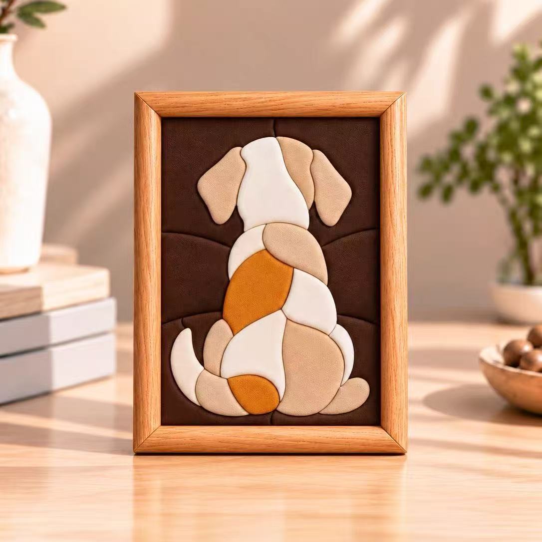 Patchwork Puppy Fabric Art — Back View